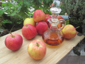 apple cider vinegar on table